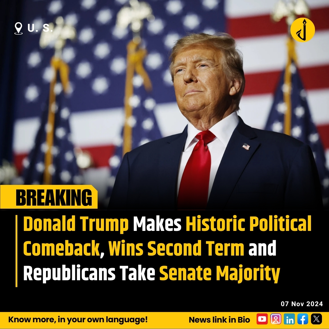 TheJournalists_'s tweet photo. Trump wins a historic second term as 47th President, and Republicans take control of the Senate!
https://t.co/vtuduVgG9U
#Trump2024 #RepublicanVictory #PoliticalComeback #SenateControl #TrumpSecondTerm #Election2024 #AmericaFirst #USPolitics #ImmigrationReform #MAGA https://t.co/kUV3qwrhzq