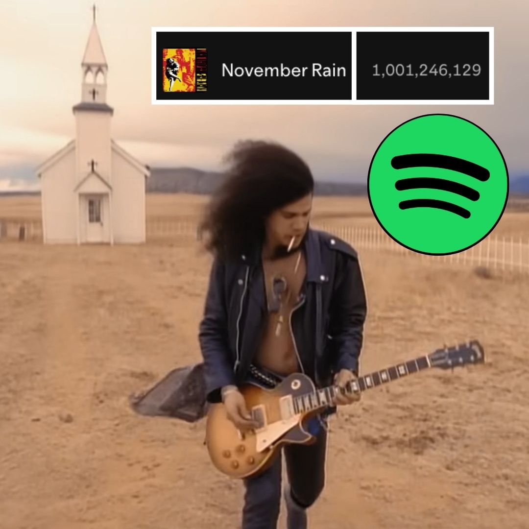 Loudwire's tweet photo. "November Rain" has crossed 1 BILLION streams on Spotify! https://t.co/uKCtgvbIcy