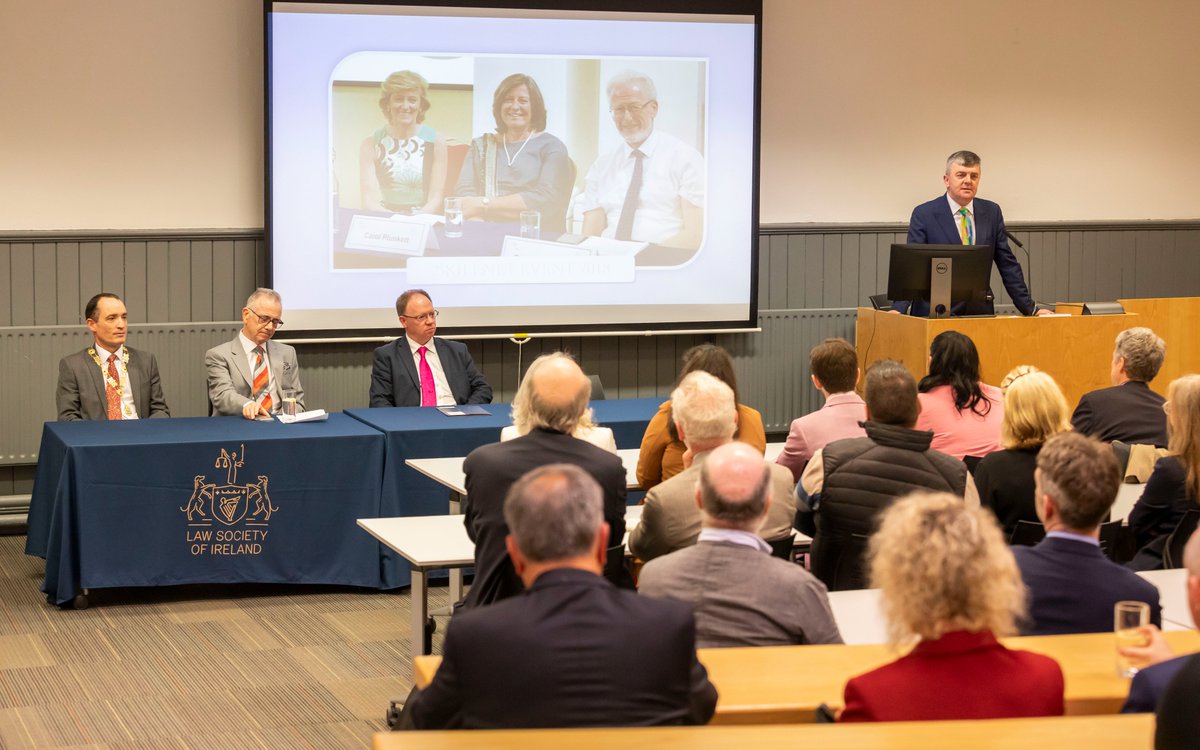 LawSocEdu's tweet photo. We were delighted to welcome friends, family and colleagues of Attracta O'Regan to Blackhall Place for the dedication of the Attracta O'Regan Lecture Theatre.

Read more about the event, and Attracta's lasting legacy, in the online Gazette: https://t.co/WekiGa4Gmn https://t.co/nfCsWPDp31
