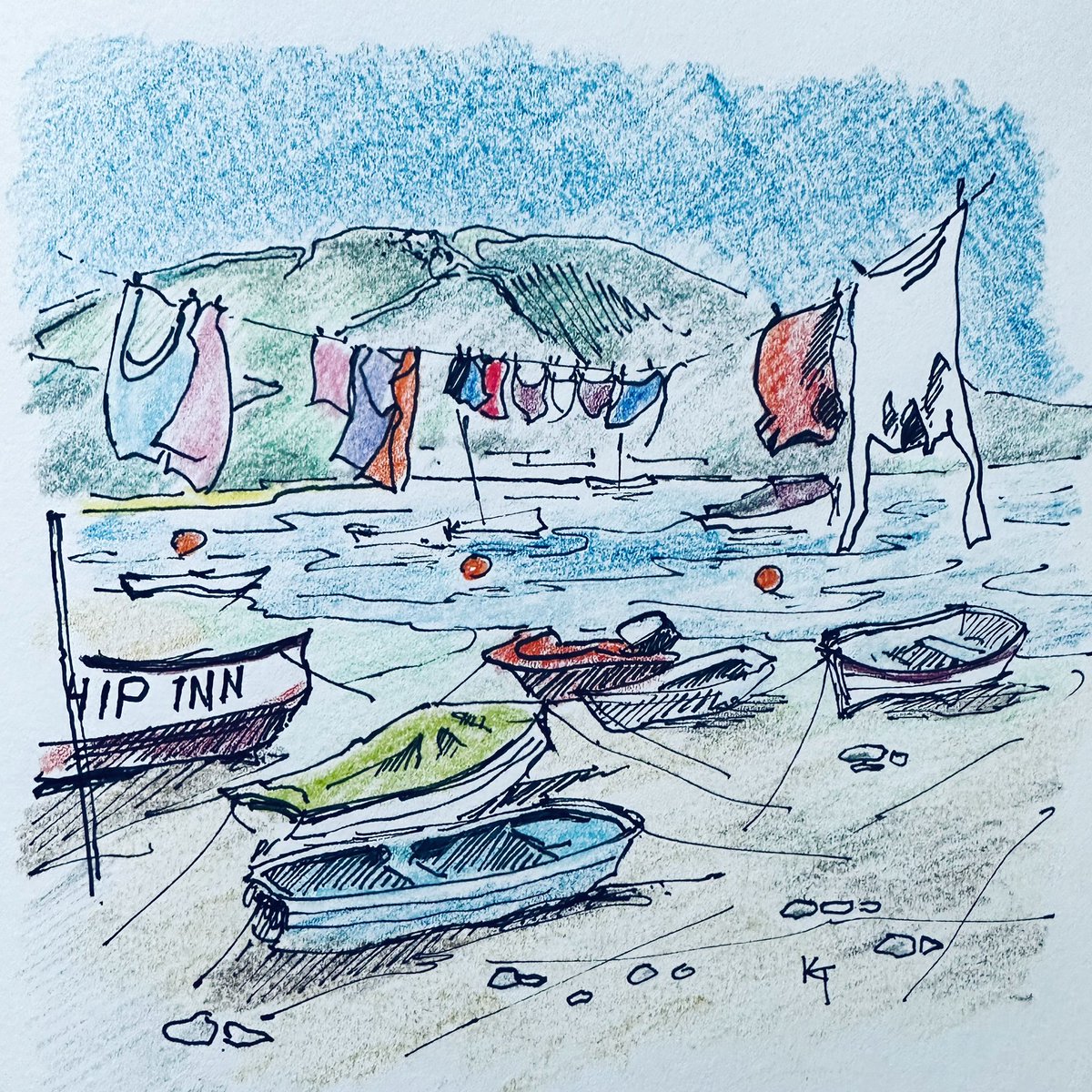 Brixham's tweet photo. #picoftheday Oh for sunnier days! #backbeach #teignmouth #sketch https://t.co/9uLrTnb5uW