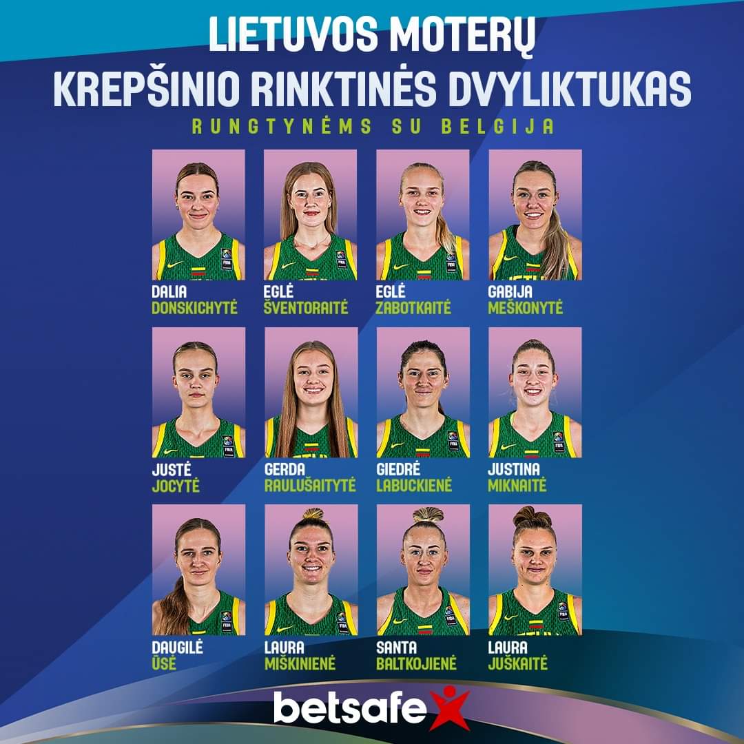 LTU Basketball (@ltu_basketball) on Twitter photo #LTUbasketball roster for tonight's game against <a href="/TheBelgianCats/">Belgian Cats</a>.
#EuroBasketWomen Qualifiers #LTUbasketball roster for tonight's game against <a href="/TheBelgianCats/">Belgian Cats</a>.
#EuroBasketWomen Qualifiers