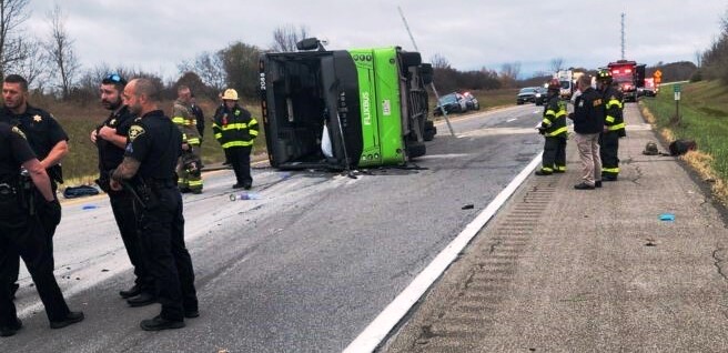 State Police are assisting the Monroe County Sheriff's Office with investigating a crash on Interstate 490 westbound in the town of Chili involving an overturned tour bus.  Interstate 490 westbound is closed at Union Street.