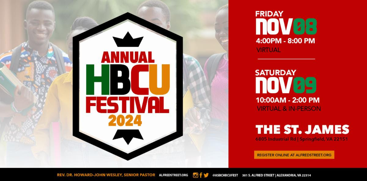 ACPSk12's tweet image. Join Alfred Street Baptist Church for their HBCU Fest tomorrow (virtual) and Saturday (virtual and in person). Historically Black colleges and universities will be on site at the St. James to share information. Learn more: acps.cc/3YZ5tvW