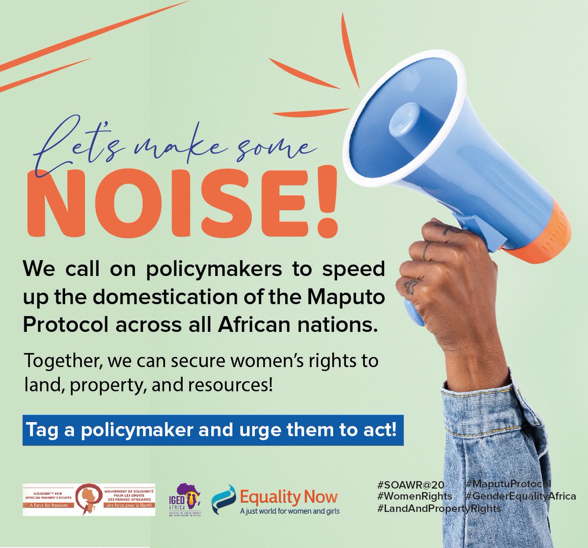 igedafrica's tweet photo. 20 years of @SOAWR advocating for African women’s rights to land and property! We’ve made strides with the Maputo Protocol, but full implementation is still needed. Let’s make some noise and push policymakers to act!#SOAWR@20 #MaputoProtocol #WomenRights #LandAndPropertyRights https://t.co/1547kuflSC