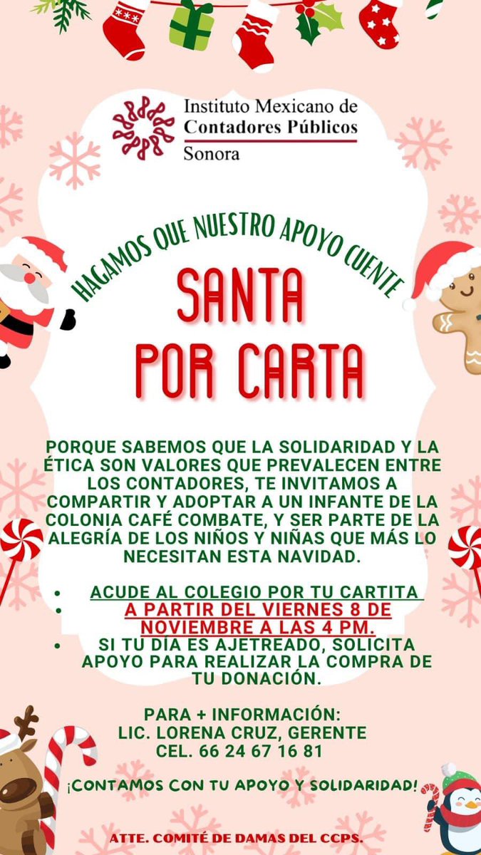 ⭕ ¡Hagamos que nuestro apoyo cuente!

🎄Porque sabemos que la solidaridad y la ética son valores que prevalecen entre los contadores, el comité de damas del CCPS, te invitan a ser "Santa Clos por Carta"

(la entrega de regalos se realizará el 7 de diciembre de 2024)
<a href="/fdjngiap/">Fundación Navarrete</a>
