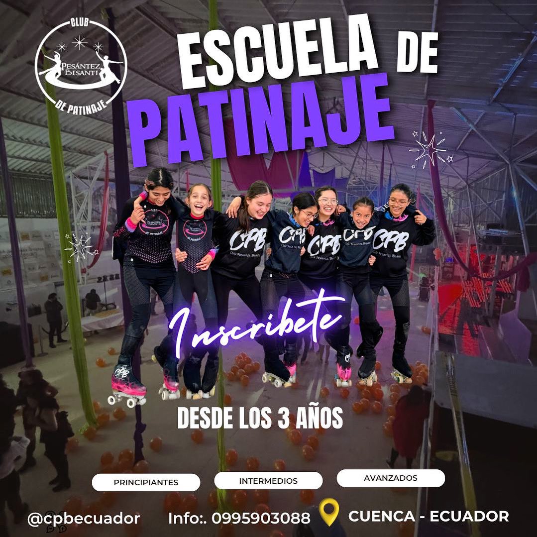 cpbecuador's tweet photo. ¡Te invitamos a formar parte de nuestra

¡Ven y sé parte de la mejor experiencia sobre ruedas! 💃

#PatinajeArtístico #EscuelaDePatinaje #Cuenca #Deportes #Disciplina #TrabajoEnEquipo #PistaExclusiva #PasiónPorElPatinaje #ViveElPatinaje #PatinajeConEstilo https://t.co/BjSDEJav9f
