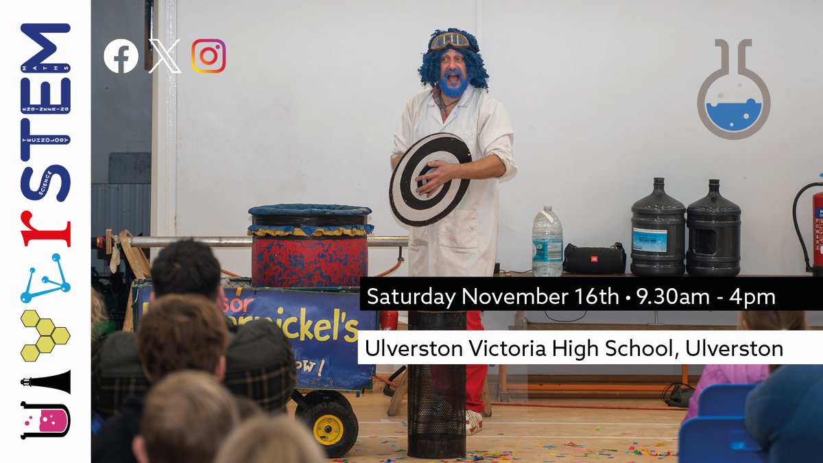 StemUlver's tweet image. Looking for something to do this November? You could meet Professor Pumpernickel, Saturday 16th November at UVHS, who will be showing how science is fun. 📷📷
Refreshments and free parking too. Come and join us for an amazing day out. #STEMEducation #ulverston