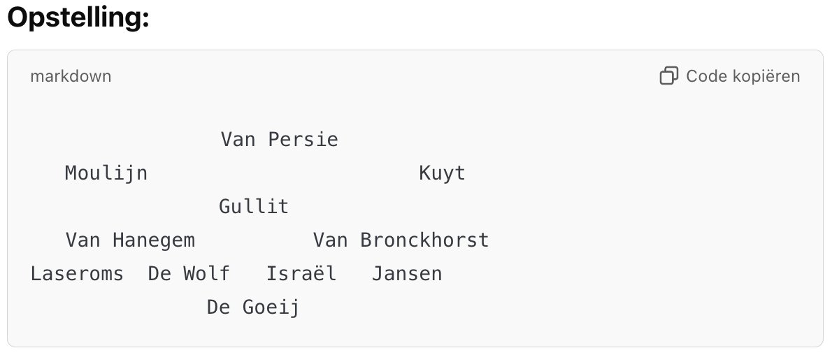 Unitas2's tweet photo. ChatGPT opdracht gegeven om vanuit alle spelers die ooit zijn uitgekomen voor Ajax en Feyenoord een opstelling te maken voor beide teams: https://t.co/xWDp7ClpZb