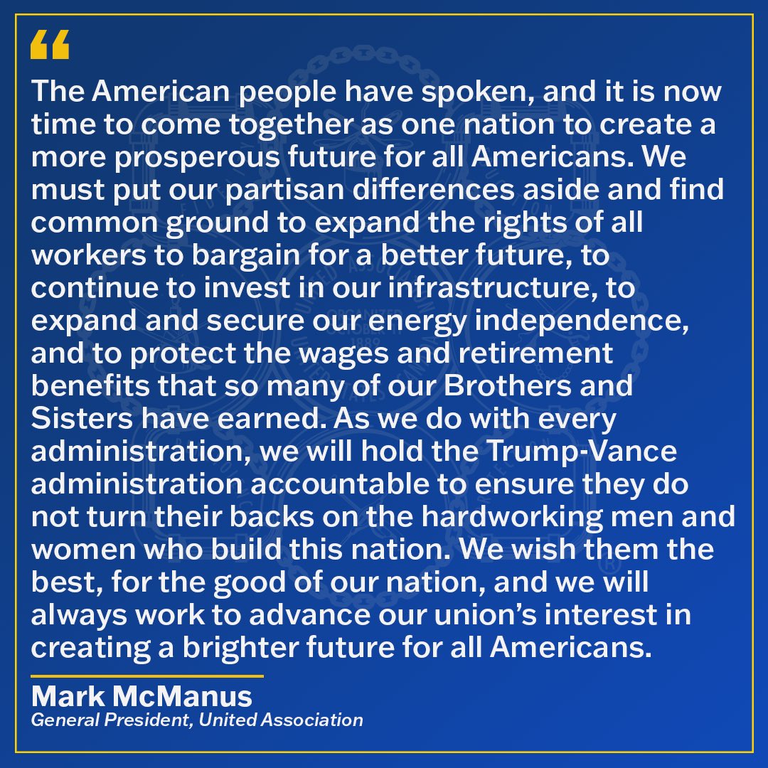 A statement from General President Mark McManus.