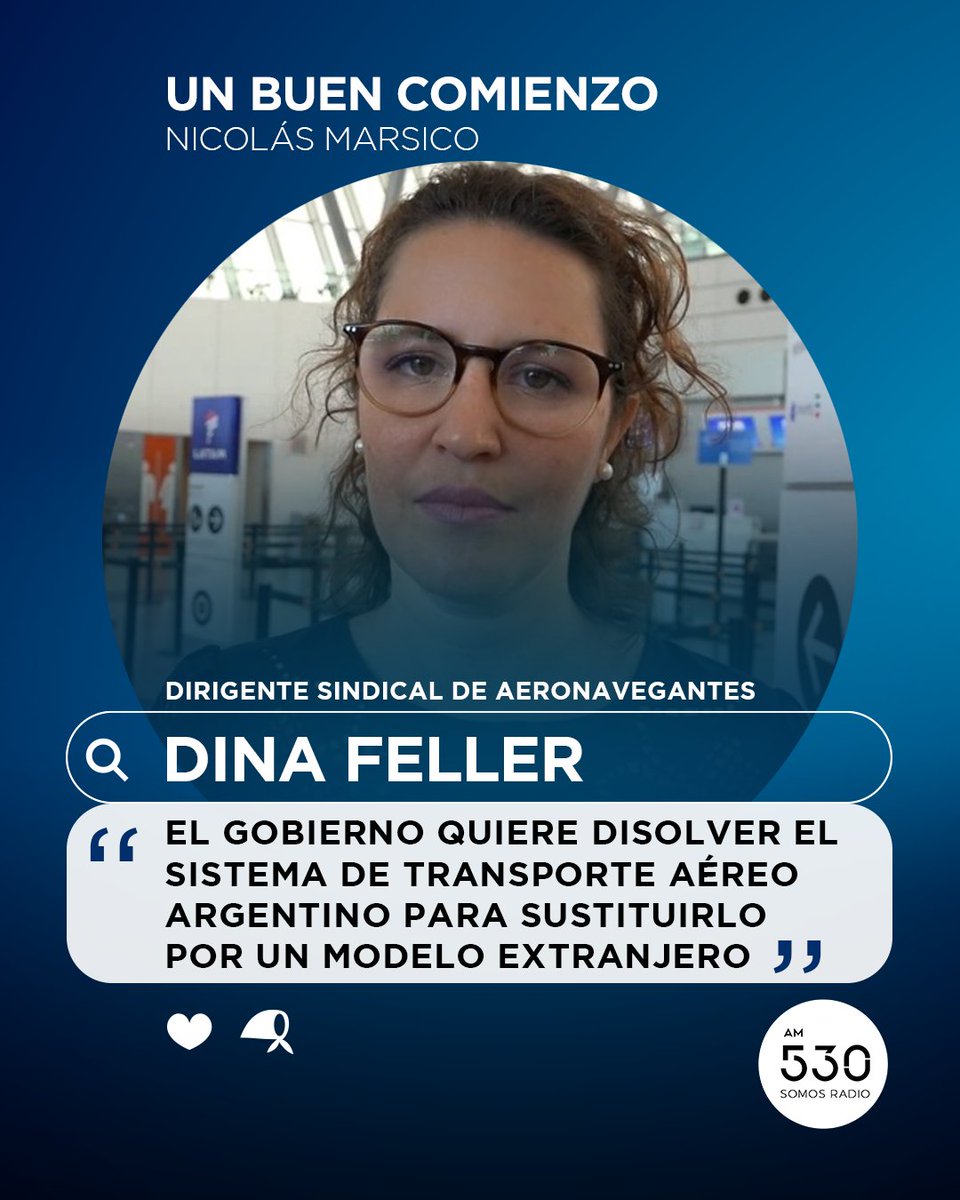🗣️ Dina Feller (<a href="/dinafeller/">Dina Feller</a>)

Dirigente sindical de Aeronavegantes en #UnBuenComienzo