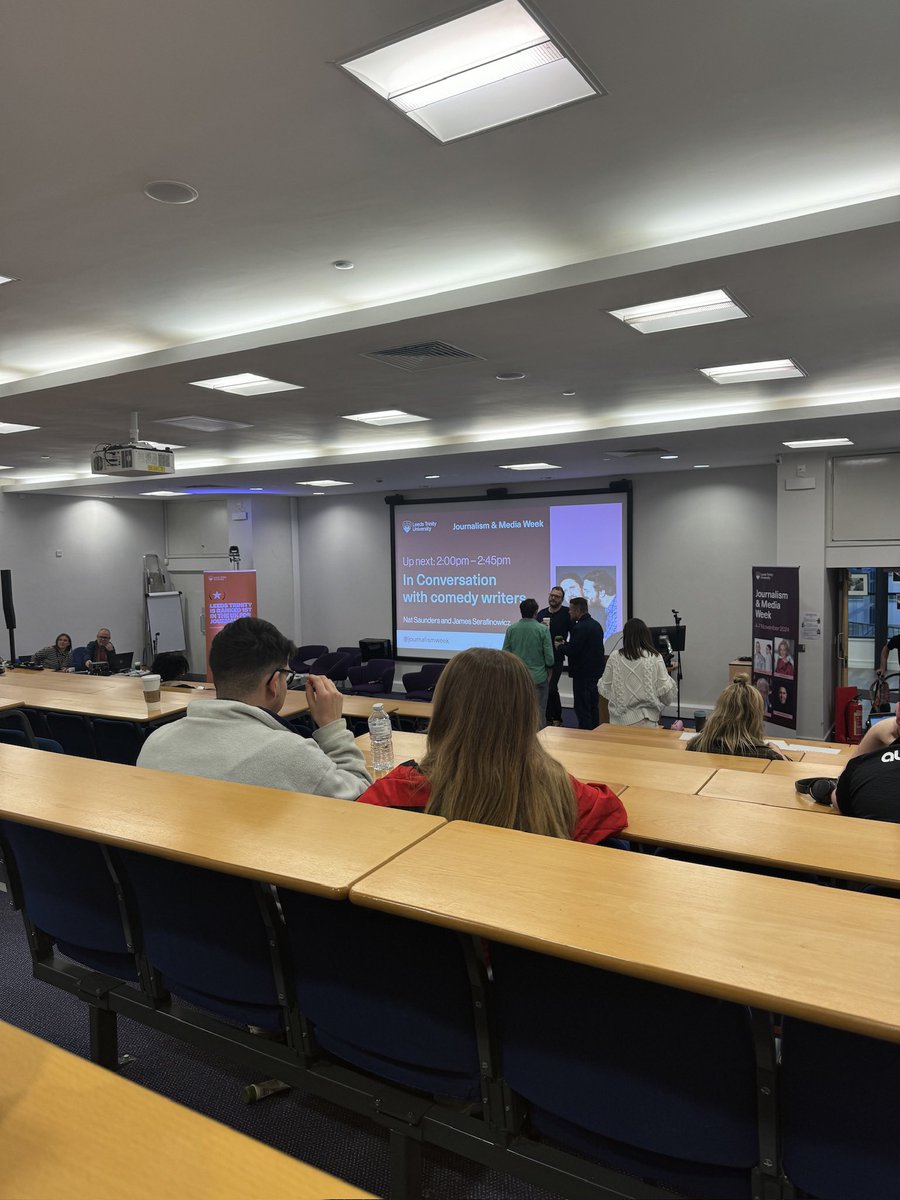 All ready for In Conversation with Comedy Writers <a href="/LeedsTrinity/">Leeds Trinity University</a> #LTJMW