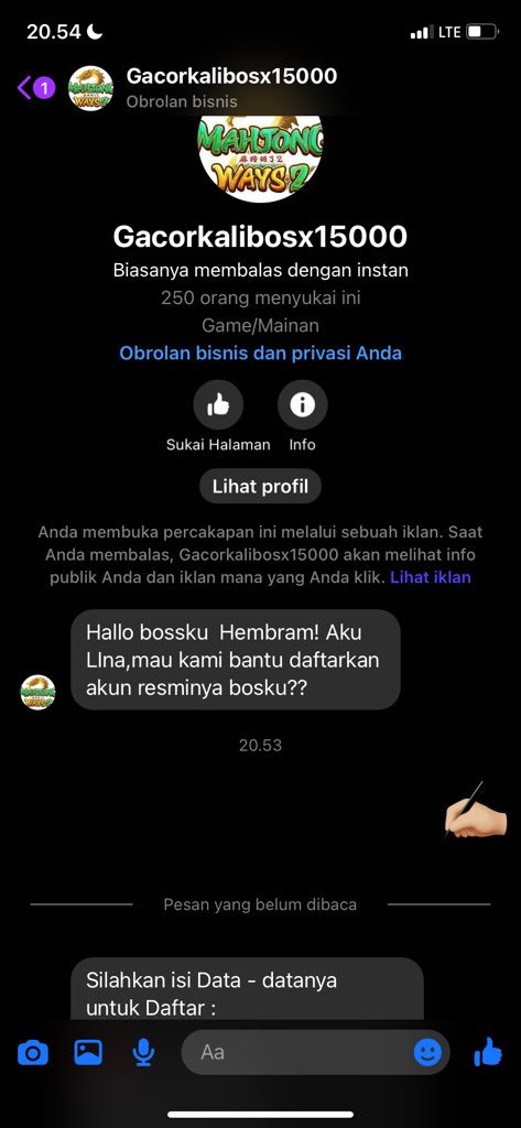 Ga sengaja klik iklan sebuah permainan Judol, dia gercep banget ngechat saya 
Cc: <a href="/Gerindra/">Partai Gerindra</a>