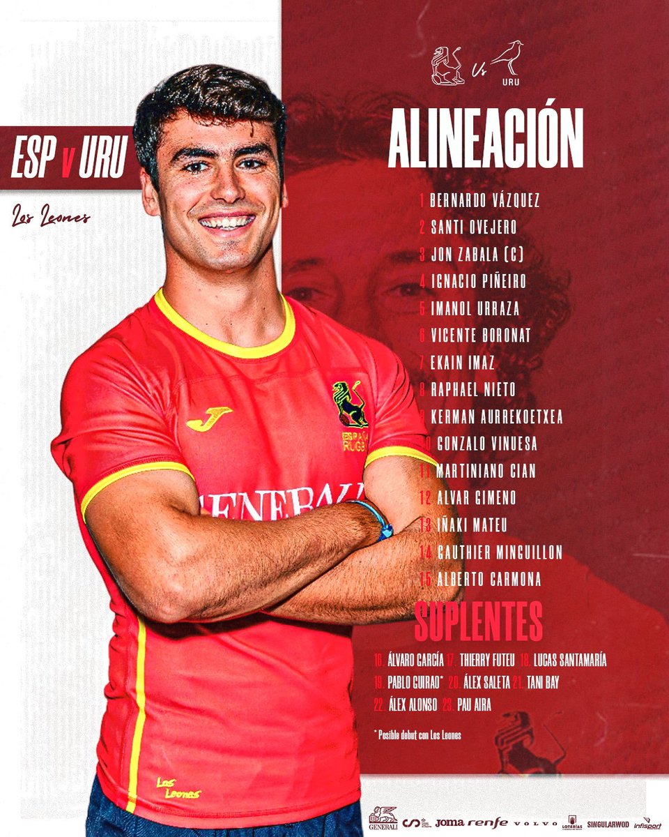 PillsRugby's tweet photo. Unos datos a vuelapluma sobre la convocatoria y el XV de la selección española de #rugby para el #ESPvURU🇪🇸🇺🇾

Edad media
25.7 XV 
28.9 Delantera 
23.5 Medios 
21.6 Línea
25.3 Convocatoria

+