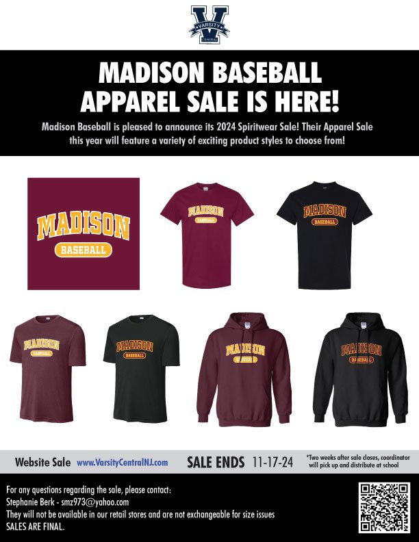 Start your holiday shopping, get ready for pre-season and support Madison Dodger Baseball! Store will be open until November 17.  varsitycentralnj.com/product-catego…