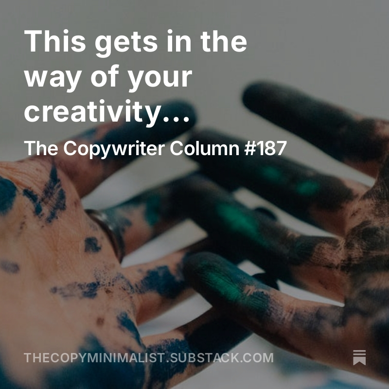 In my experience, the pursuit of perfection gets in the way of doing the thing, taking a leap.

This post is about that. Kind of.

Read it here: thecopyminimalist.substack.com/p/this-gets-in…