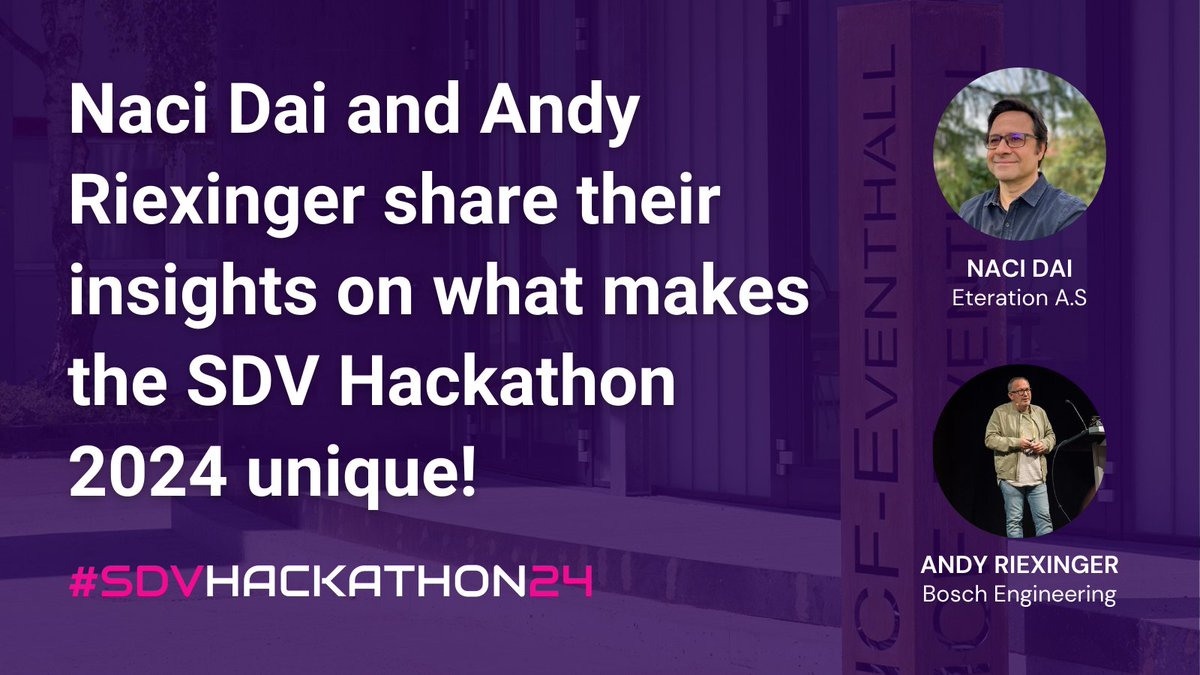 🚘 Curious about what’s next for Software Defined Vehicles?

💻 Hear from <a href="/nacidai/">Naci Dai</a> &amp; <a href="/ARiexi/">Andreas Riexinger</a> on what they’re excited to see at the #SDVHackathon24 – from AI-powered solutions to real-time automotive connectivity! Ready to push the limits of SDV? hubs.la/Q02WqfLW0