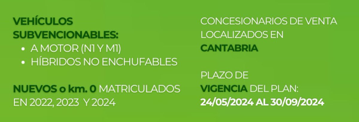✅ El Gobierno lanza un Plan Renove con un millón de euros para renovar la flota de vehículos, dinamizar el sector y promover la movilidad sostenible

👉🏻 Habrá ayudas de hasta 1.500 € a particulares y de hasta 3.000 € para coches de empresa

ℹ️➡️ bit.ly/3YV1mAH