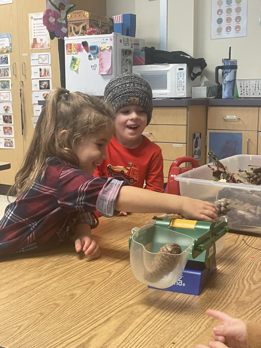 GernerCenter's tweet image. Which is heavier? Check out these young scientists as they make predictions, test their ideas and share reasoning behind which item from nature is heavier on the scale. Such a fun experience to watch.