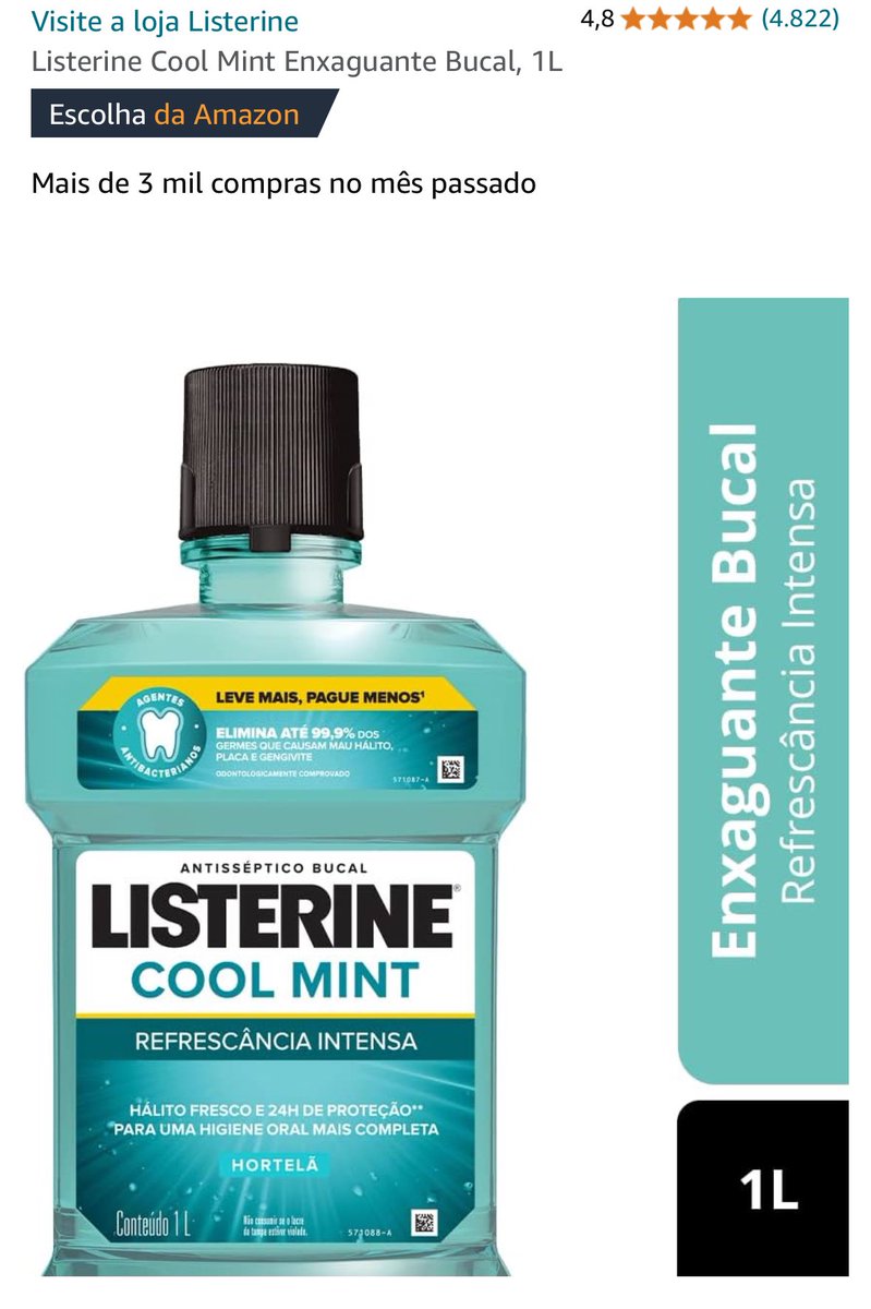 sigadicasepromo's tweet photo. Aproveite o Esquenta da Amazon com esta oferta incrível de Enxaguante de 1L por R$ 21,90 😱😁

🛒 Compre aqui: https://t.co/CqCNQxlwes
#acheinaamazon https://t.co/WFQO2HzZ7D