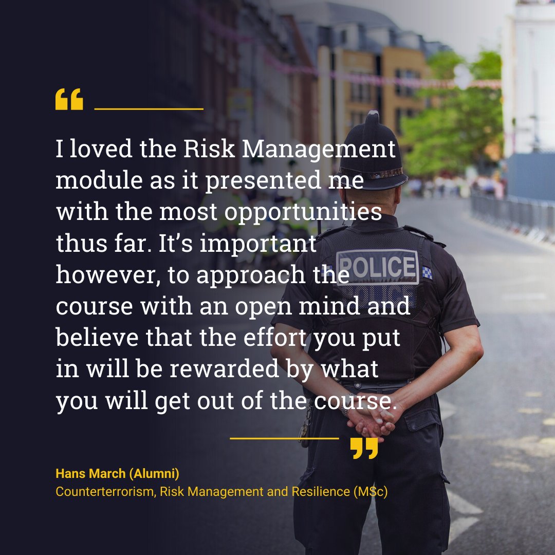 CFI (@cranfieldforsci) on Twitter photo Level up your skills with the MSc in Counterterrorism, Risk Management and Resilience.
Apply now: 
bit.ly/3gqjyKS Level up your skills with the MSc in Counterterrorism, Risk Management and Resilience.
Apply now: 
bit.ly/3gqjyKS