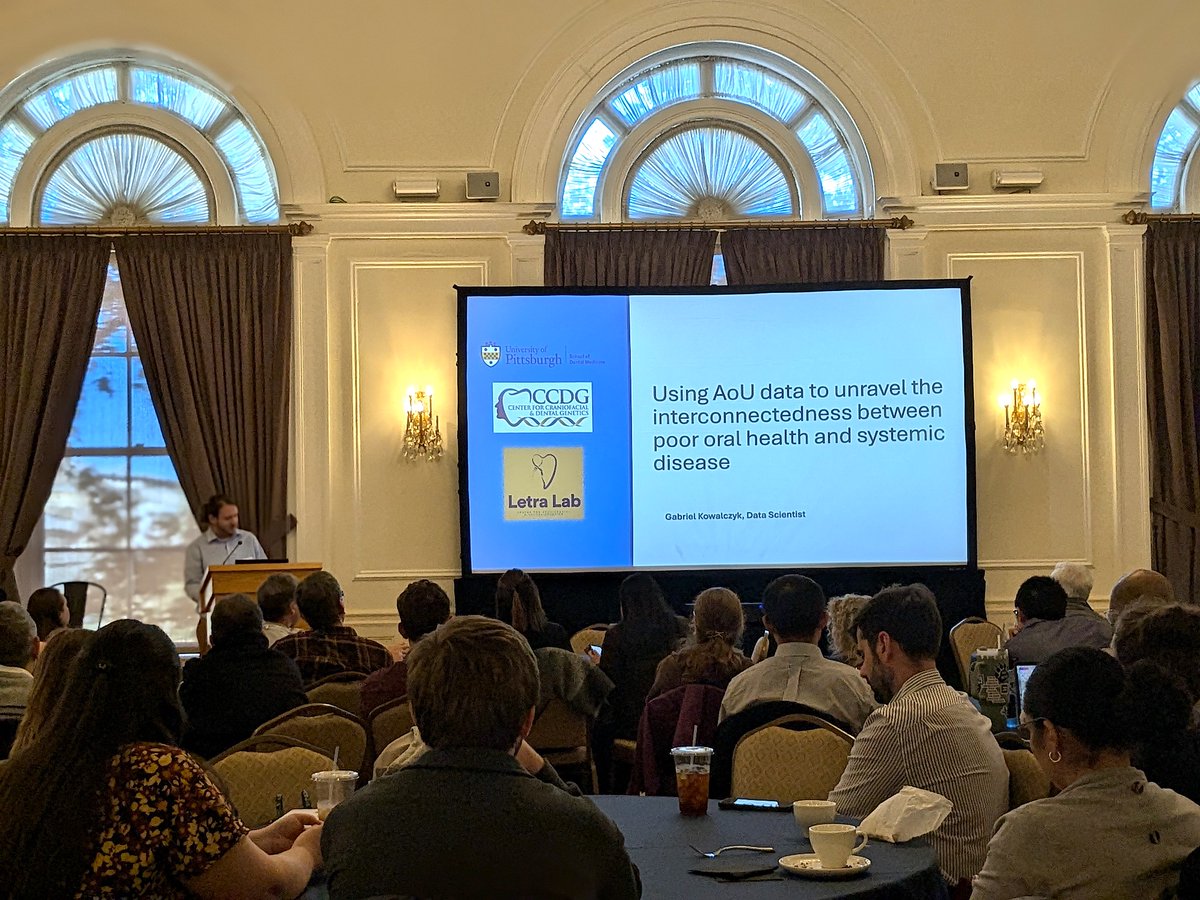 🧬 The 5th Annual interdepartmental #PITTGene Conference on October 17 featured speakers Noah Herrick on loci affecting orofacial clefts and Gabriel Kowalczyk on links between dental and systemic disease using All of Us data. #Genetics #PITT