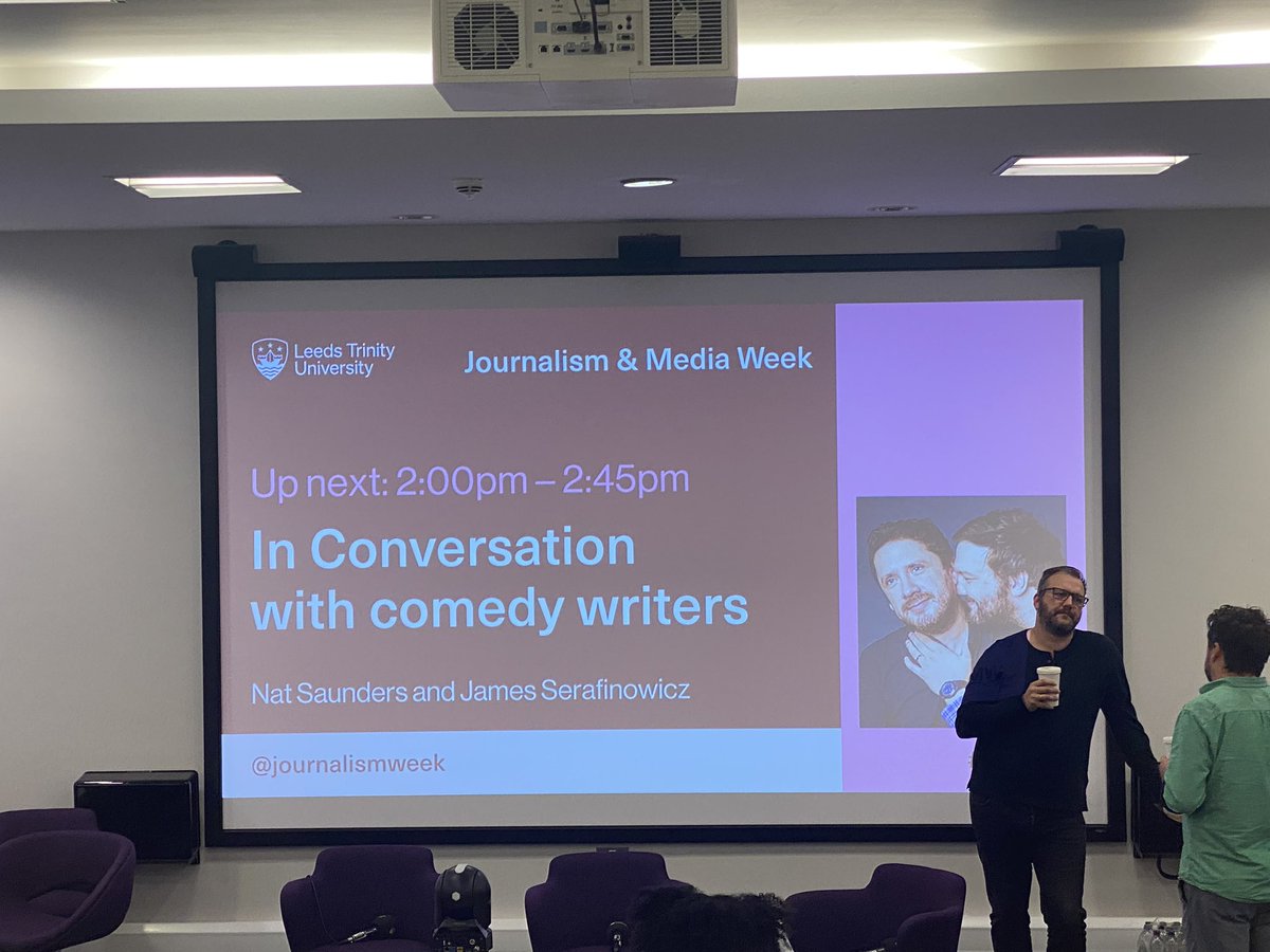 Luke. (@lukemyers306) on Twitter photo So excited for the conversation with comedy writer talk hosted by Nat Saunders and James Seranfinowicz. Hopefully going to hear some funny stuff!! #Comedy #Journalism #media #LTJMU <a href="/WotAJournalist/">Tommy-Lee Murray</a> <a href="/EllisOxlee/">Ellis Oxlee</a> So excited for the conversation with comedy writer talk hosted by Nat Saunders and James Seranfinowicz. Hopefully going to hear some funny stuff!! #Comedy #Journalism #media #LTJMU <a href="/WotAJournalist/">Tommy-Lee Murray</a> <a href="/EllisOxlee/">Ellis Oxlee</a>