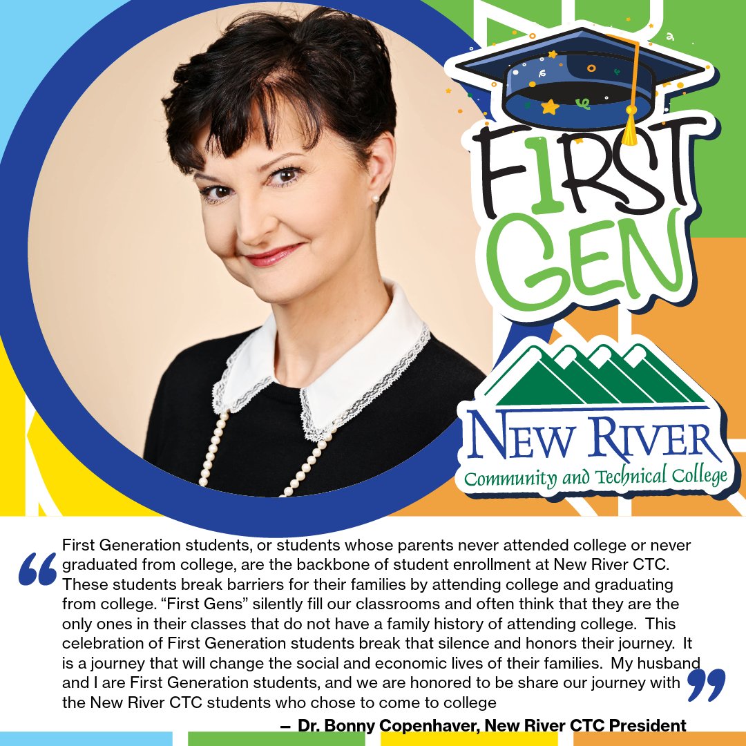 newriverctc's tweet image. Our very own New River CTC President Dr. Bonny Copenhaver is a proud First-Gen! 🎉 #iamnewriver #iamFirstGen