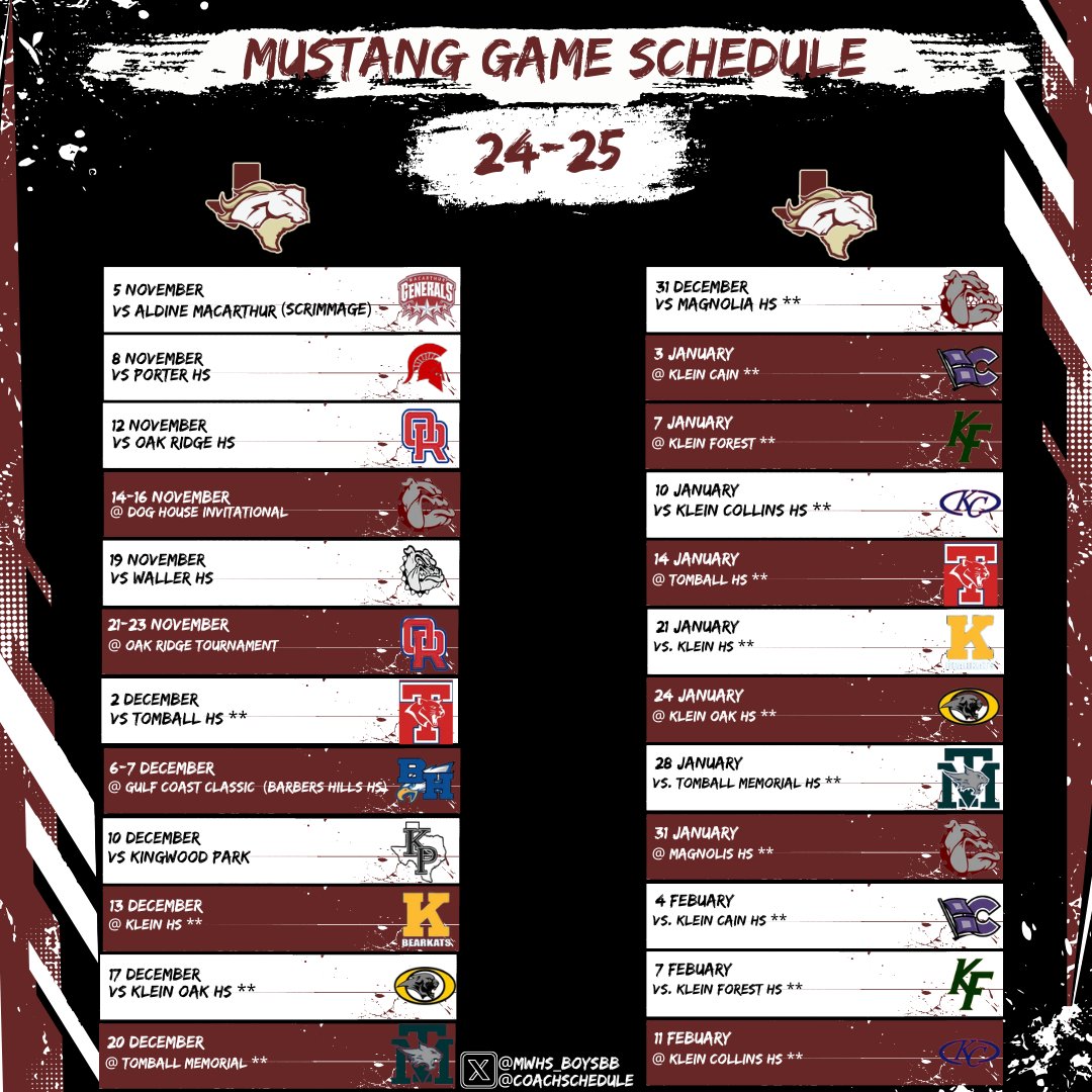 Our Schedule for Magnolia West Boys Basketball! <a href="/MWHS_BoysBB/">Magnolia West Boys Basketball</a>