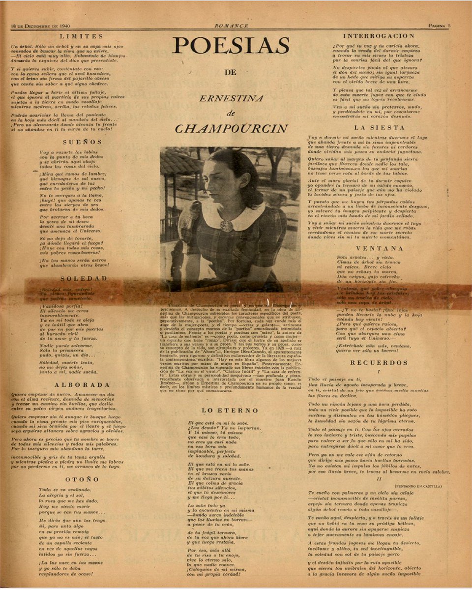 Pendola_RR's tweet photo. #MujeresYRevistas
Ernestina de Champourcin publicó varios poemas en el número 19 de 𝘙𝘰𝘮𝘢𝘯𝘤𝘦 (18 de diciembre de 1940). https://t.co/92luDNTjKe