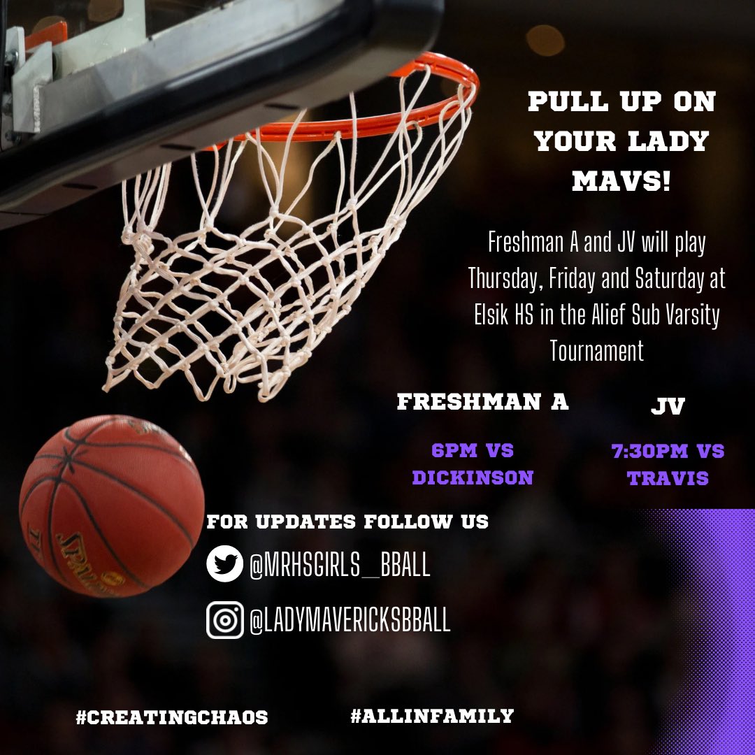 MrhsGirls_Bball's tweet image. Get ready to cheer on your Lady Mavs this weekend! Going to Elsik to get a few dubs 😈🤘🏾 #ALLINFAMILY #CREATINGCHAOS