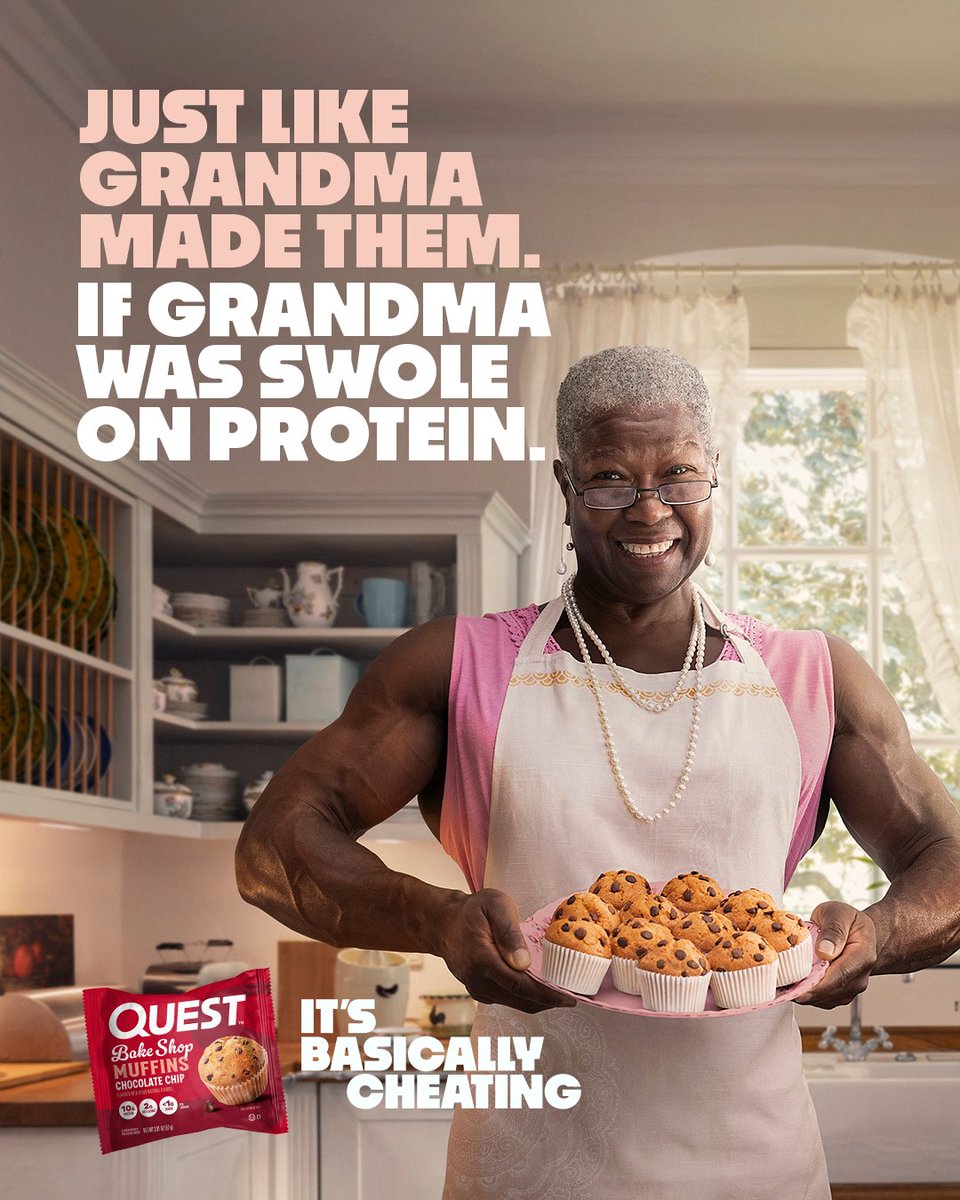 QuestNutrition's tweet photo. Quest Muffins are big on protein and huge on flavor. Like, really huge. Jacked-grandma huge. ๐ณ
#ItsBasicallyCheating https://t.co/5oQ9lw0U2P