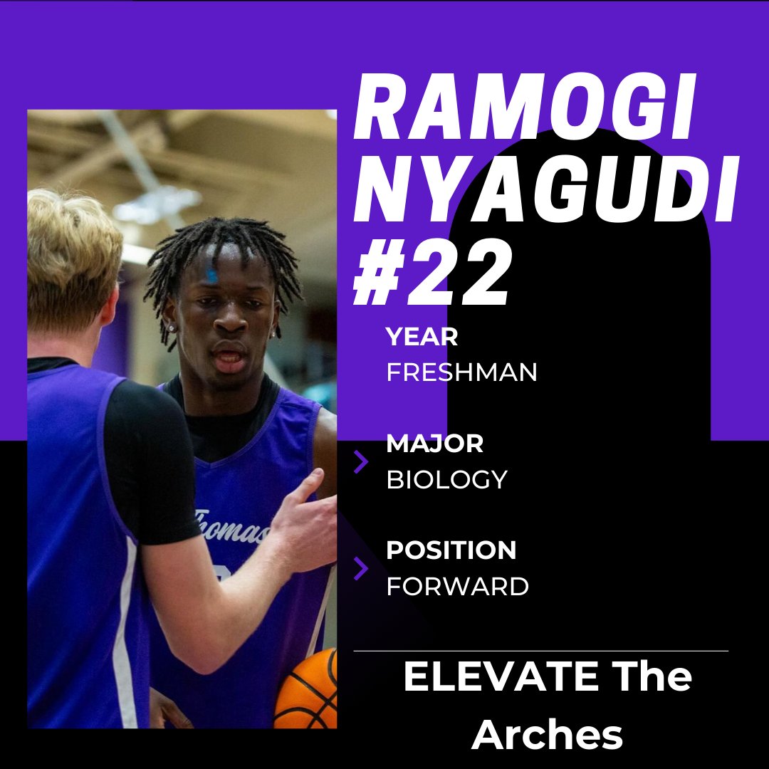 #22 Ramogi Nyagudi –a dual Minnesota/Winnipeg talent bringing his skills to the Tommies! 🏀 Inspired by Jimmy Butler and his dad. With two championship rings and experience playing for Team Canada, he's ready to bring that winning spirit to St. Thomas. 💪 #ELEVATEtheArches