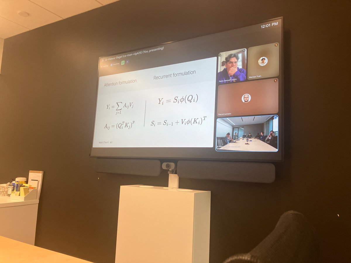 manifest__ai's tweet image. Had a great time talking Power Attention with the amazing folks at @GoogleDeepMind Montreal. Thanks @pcastr, Adrien, and Zhitao for hosting us!