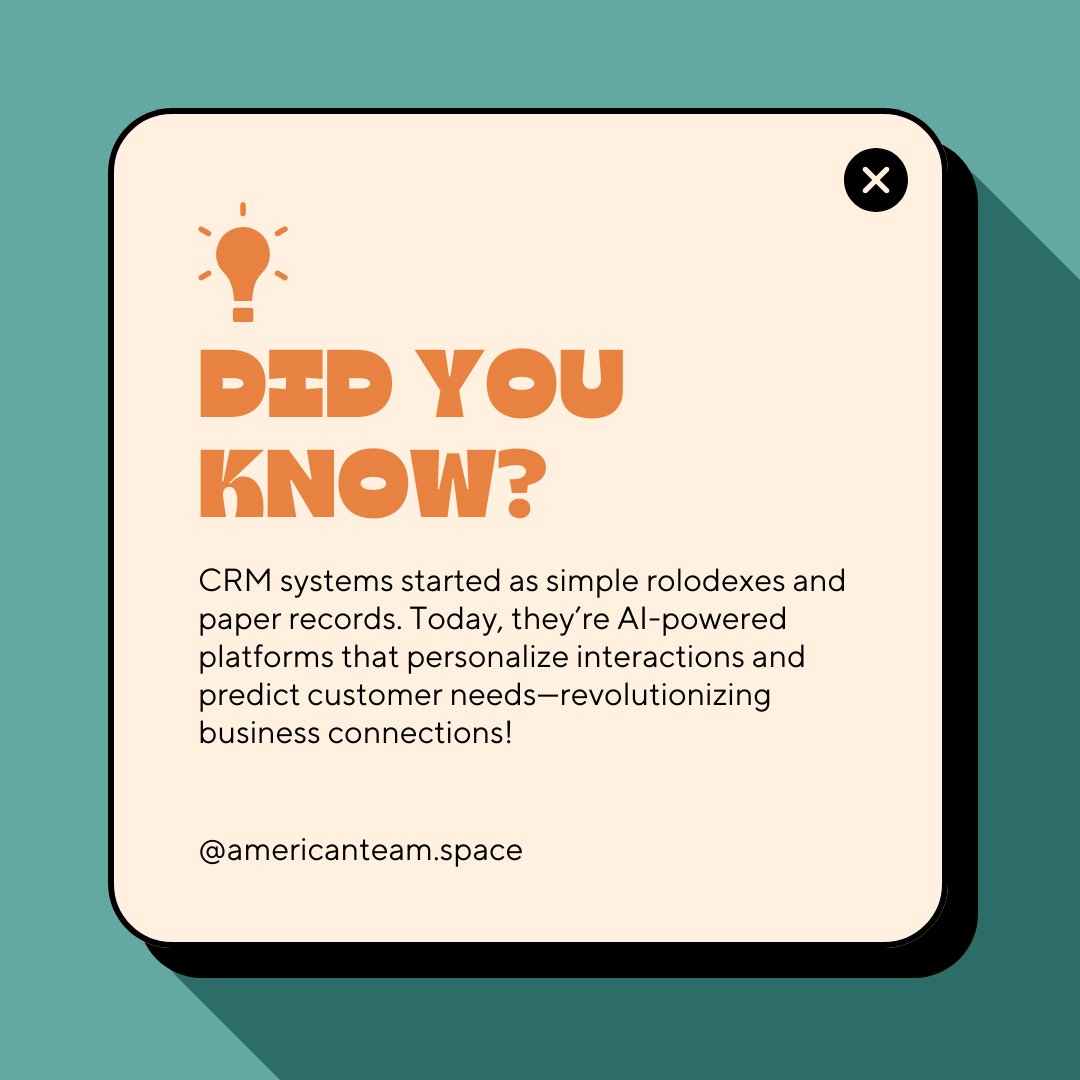AmericanTeamNY's tweet image. CRM Evolution
Have you ever wondered how CRM systems transitioned from mere contact lists to AI-powered giants? This evolution changed the way businesses connect and grow.

#TechTrivia #CRMevolution #BusinessTech