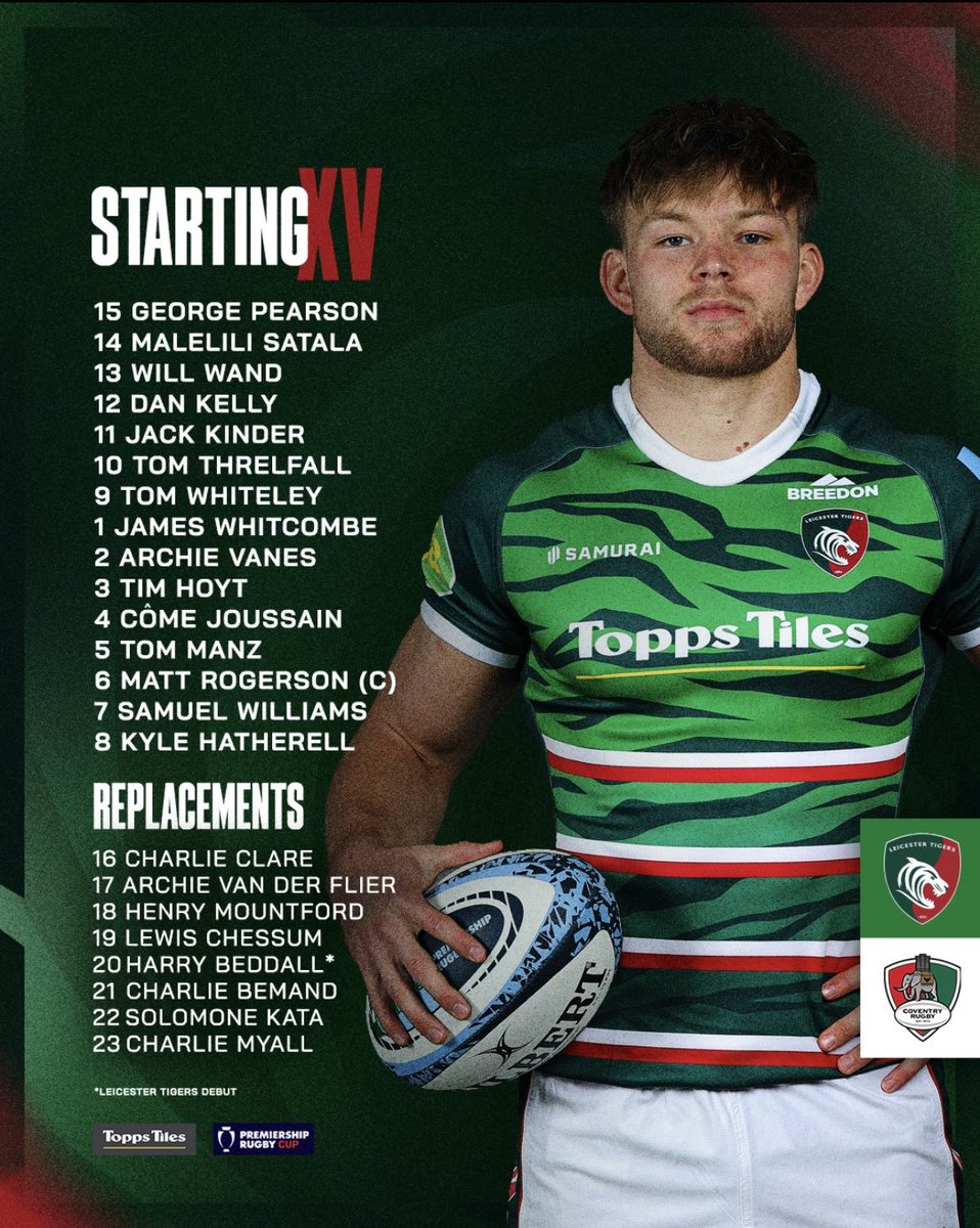 Good Luck Haz on your Leicester Tigers debut, enjoy every moment 👏⁦<a href="/insmanagementuk/">INS Sports Management</a>⁩ ⁦<a href="/HartpuryRugby/">Hartpury Rugby</a>⁩ ⁦<a href="/PEatCardiffHigh/">CHS PE Department 🔴⚫️</a>⁩ ⁦<a href="/stpetersrfc/">St. Peter's RFC</a>⁩