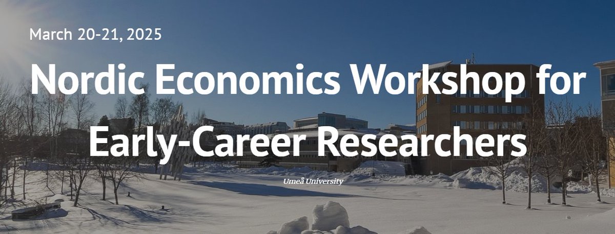 ❄️<a href="/umeauniversity/">Umeå University</a> is glad to invite early-career researchers in Economics from Nordic universities or those working on Nordic data for a 𝗪𝗼𝗿𝗸𝘀𝗵𝗼𝗽 𝗼𝗻 𝗡𝗼𝗿𝗱𝗶𝗰 𝗘𝗰𝗼𝗻𝗼𝗺𝗶𝗰𝘀

🗓️March 20-21, 2025
📝OPEN CALL FOR PAPERS - Deadline: DEC 1
🔗bit.ly/3YT3Ob5