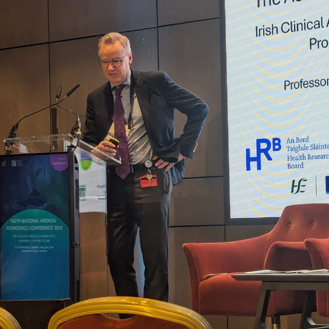 NDTP_HSE's tweet photo. Prof Williams outlines the all Ireland Programme. Over 81 fellowships over 10 intakes to ICAT over the last number of years and partially funded by @NDTP. 

The aim is to train future clinical academic leaders across all specialties. https://t.co/8W8XgXX7rC