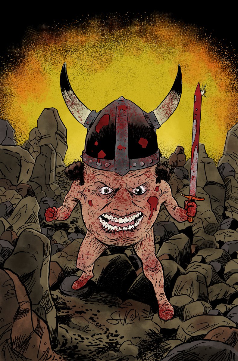 Announcement! All physical copies of GONAD THE BALLBARIAN feature this HORRIFYING pin-up by <a href="/VonGormanArt/">Sean Von Gorman (of Comics)</a> ! Campaign ends on Nov. 11th!! Link in comments! #indiecomics #Kickstarter - colors by <a href="/blakersims/">The Uncle King</a>