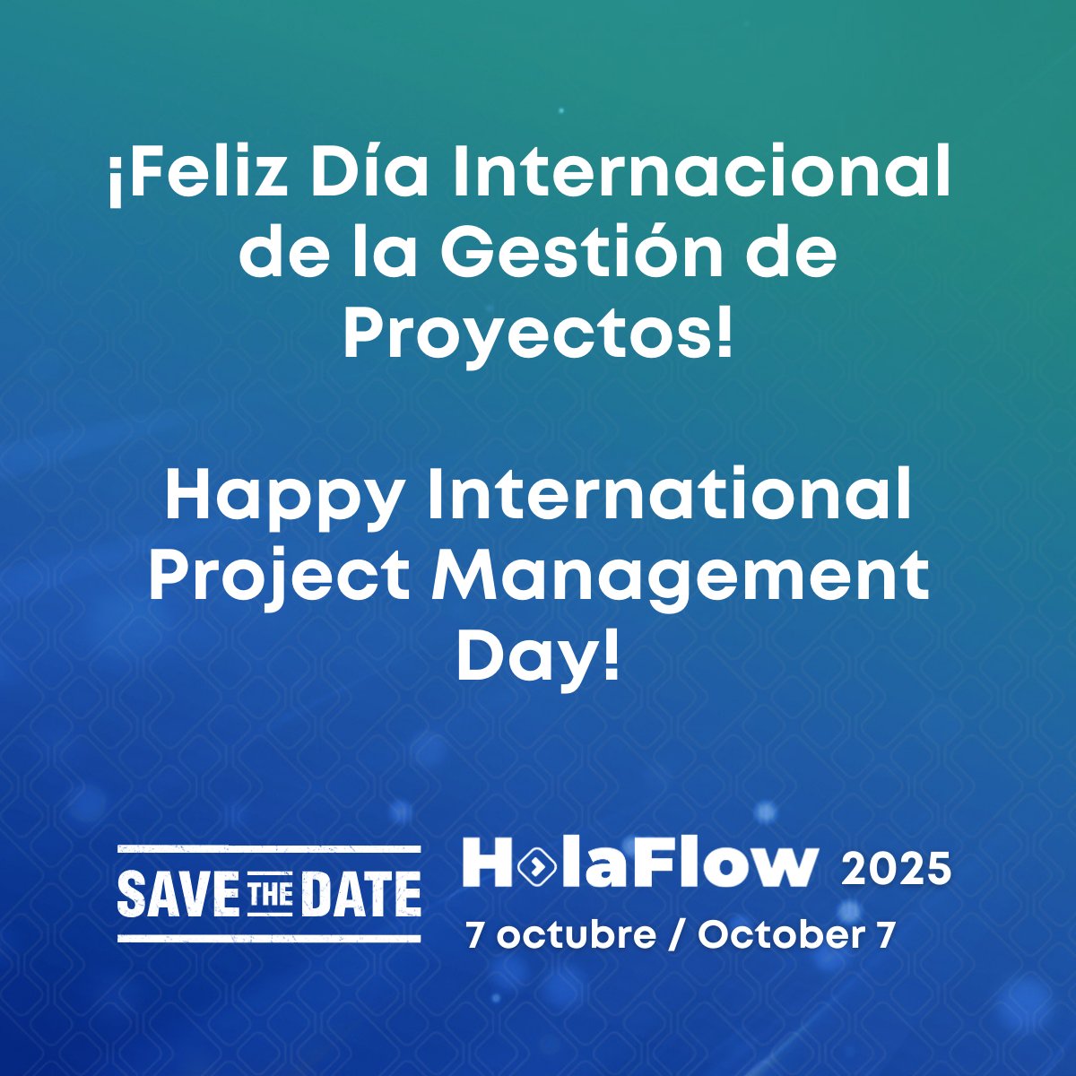 💙 ¡Feliz #DíaInternacionaldelaGestióndeProyectos!
Toca reconocer el duro trabajo de los #projectmanagers y todas las personas involucradas en la planificación, gestión y ejecución de los proyectos en las organizaciones de todo el mundo

#IPMday #ProjectManagementDay #HolaFlow