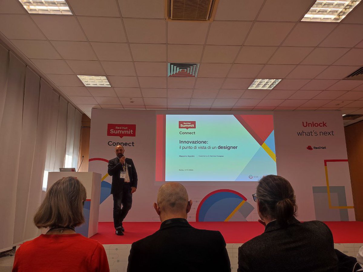 RIOS (@rios_opensource) on Twitter photo Ora sul palco del #RHSummitConnect Massimo Azzolini, designer e fondatore di #Giallocobalto, per esplorare il concetto di innovazione nel design, sottolineando che essa è frutto di ricerca e analisi, piuttosto che di mera casualità.
#DesignThinking #RIOS
<a href="/RedHatItaly/">Red Hat Italy</a> Ora sul palco del #RHSummitConnect Massimo Azzolini, designer e fondatore di #Giallocobalto, per esplorare il concetto di innovazione nel design, sottolineando che essa è frutto di ricerca e analisi, piuttosto che di mera casualità.
#DesignThinking #RIOS
<a href="/RedHatItaly/">Red Hat Italy</a>