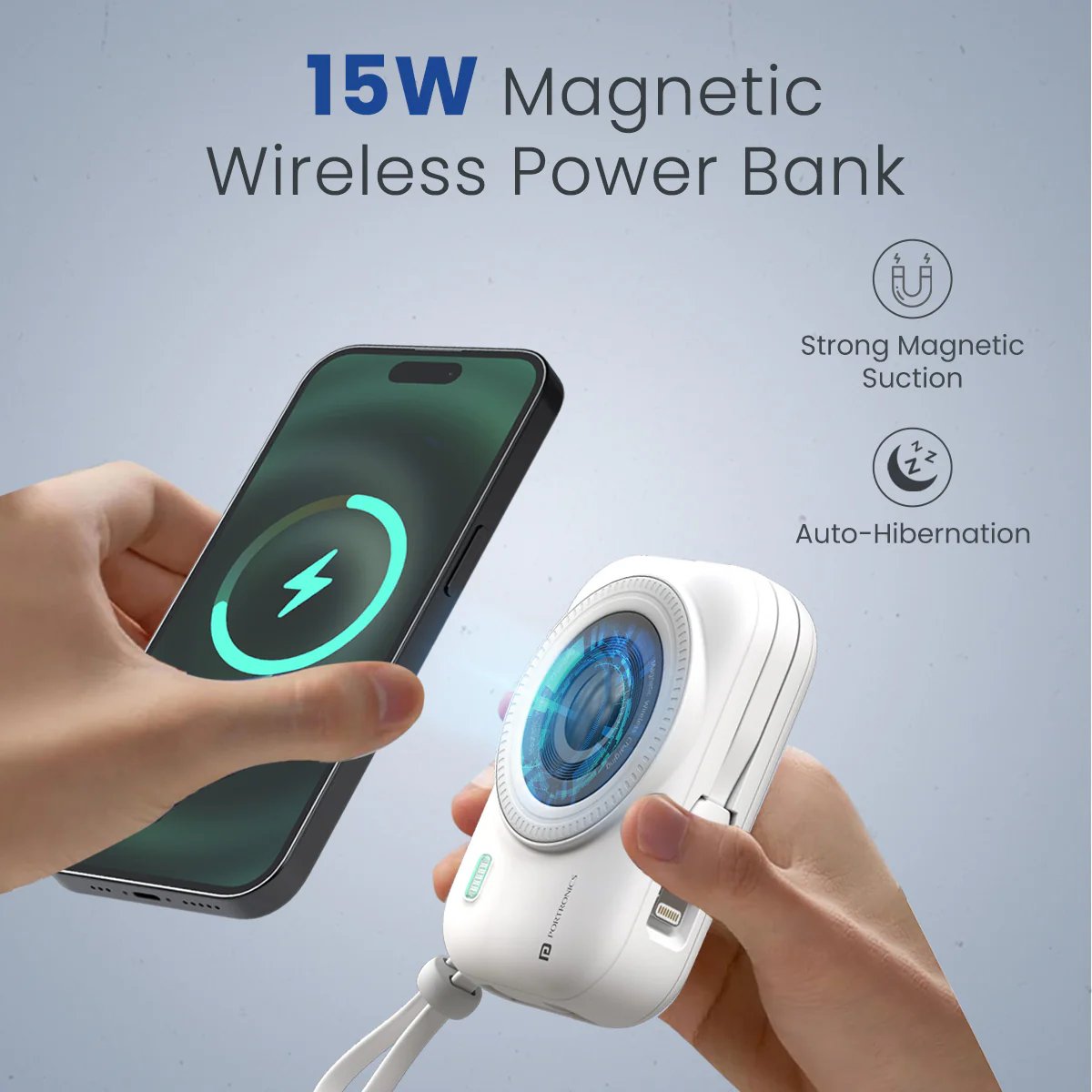 This is the Portronics Shutter 
No, it ain't a camera. It's a 10000mAh magnetic wireless power bank for ₹1,699 👀
- 22.5W Type-C PD, lightning cable built-in
- 15W wireless