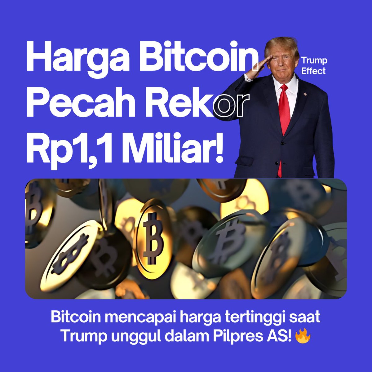 kabarAsuransi1's tweet photo. 🚀 Harga Bitcoin pecah rekor Rp1,1 Miliar di tengah ketatnya Pilpres AS! Seiring Trump yang sementara unggul, pasar kripto berikan respons positif dengan ekspektasi regulasi yang mendukung. Swipe untuk tahu lebih banyak! 🚀💸 #Bitcoin2024 #PilpresAS #CryptoNews #MarketUpdate https://t.co/kIQMVWyWVO