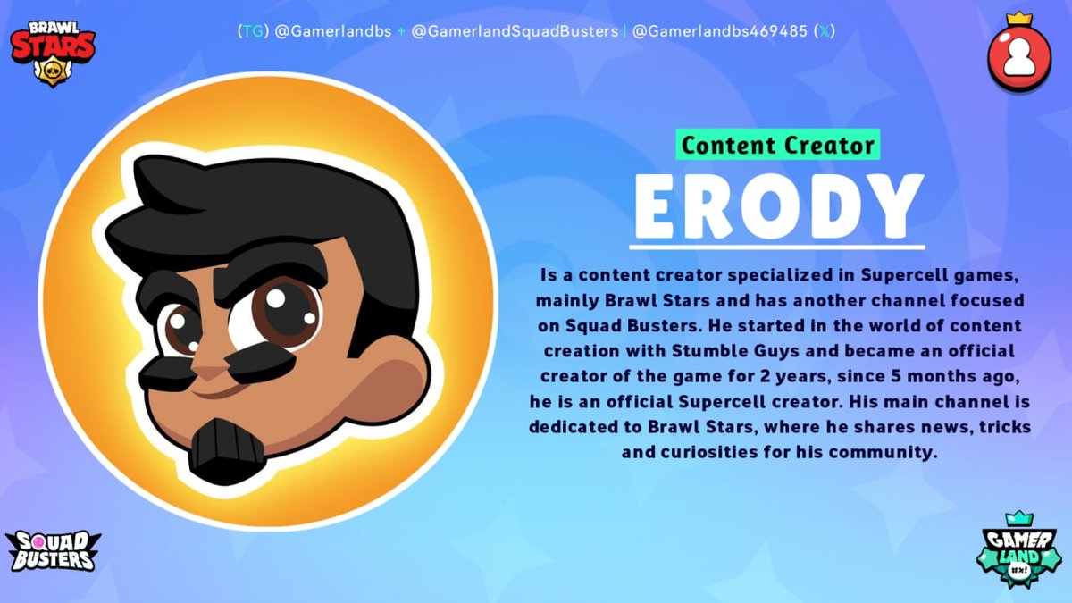 GamerlandMedia's tweet photo. ⚡️⚡️OFFICIAL: @_erody on the interview! Our new special guest - content creator for Brawl Stars and Squad Busters from Spain🇪🇸. Preparing for unreal content for you❤️
📅Interview date: 13th November
#BrawlStars #SquadBusters #InterviewAnnouncement https://t.co/913FXm46wR