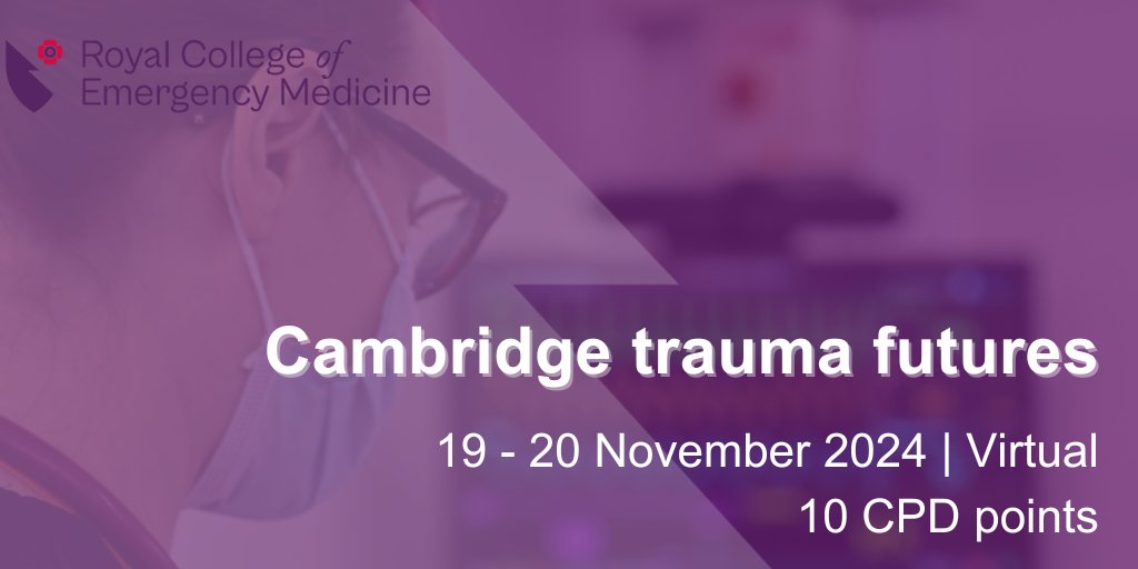 RCEMevents's tweet photo. Cambridge trauma futures aims to provide a broad range of trauma topics for clinicians from all specialties and backgrounds involved in the care of trauma patients

📆 19-20 November (catch-up access for 9 months)
📍Virtual
✅ 5-CPD points her day
💻https://t.co/66PrE9pw3a https://t.co/24A8FsIHN2