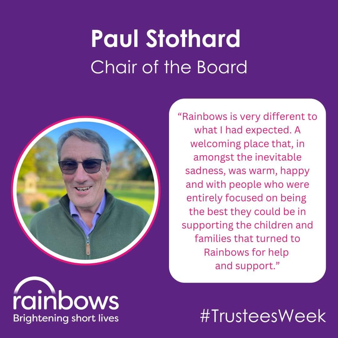 Rainbows Hospice (@rainbowshospice) on Twitter photo ๐๐ญ'๐ฌ #๐๐ซ๐ฎ๐ฌ๐ญ๐๐๐ฌ๐๐๐๐ค! ๐
Weโre shining a light on the invaluable work our Trustees do to help Rainbows thrive.
Hereโs a Q&A of two of our Trustees, Paul and Ruchira: rainbows.co.uk/news/trustees-โฆ
Thank you to all our Trustees, for your incredible contributions! ๐ ๐๐ญ'๐ฌ #๐๐ซ๐ฎ๐ฌ๐ญ๐๐๐ฌ๐๐๐๐ค! ๐
Weโre shining a light on the invaluable work our Trustees do to help Rainbows thrive.
Hereโs a Q&A of two of our Trustees, Paul and Ruchira: rainbows.co.uk/news/trustees-โฆ
Thank you to all our Trustees, for your incredible contributions! ๐
