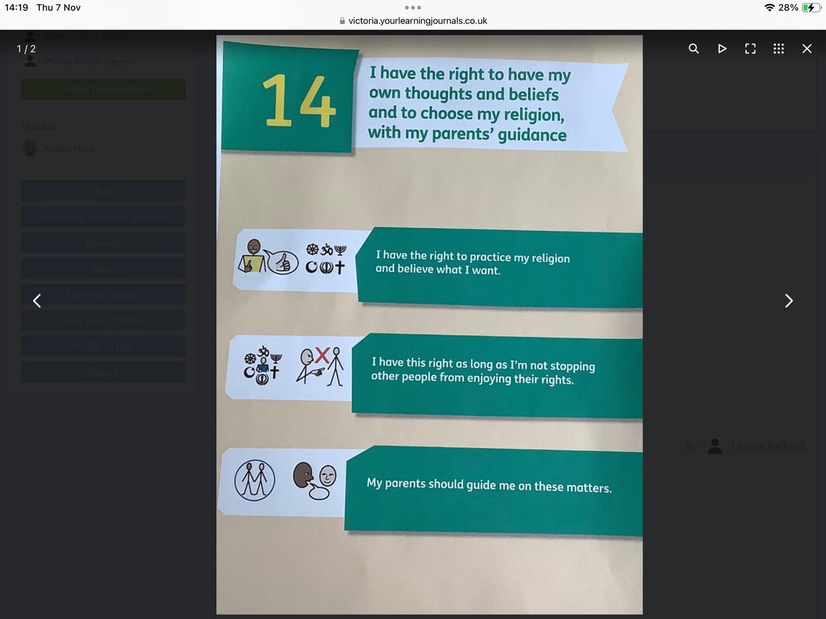 Children have rights that must be respected and known by everyone, both children and adults, that are known as the United Nations Convention on the Rights of the Child.  This term, we are going to talk to the children about article 14: I have the right to have my own thoughts /1