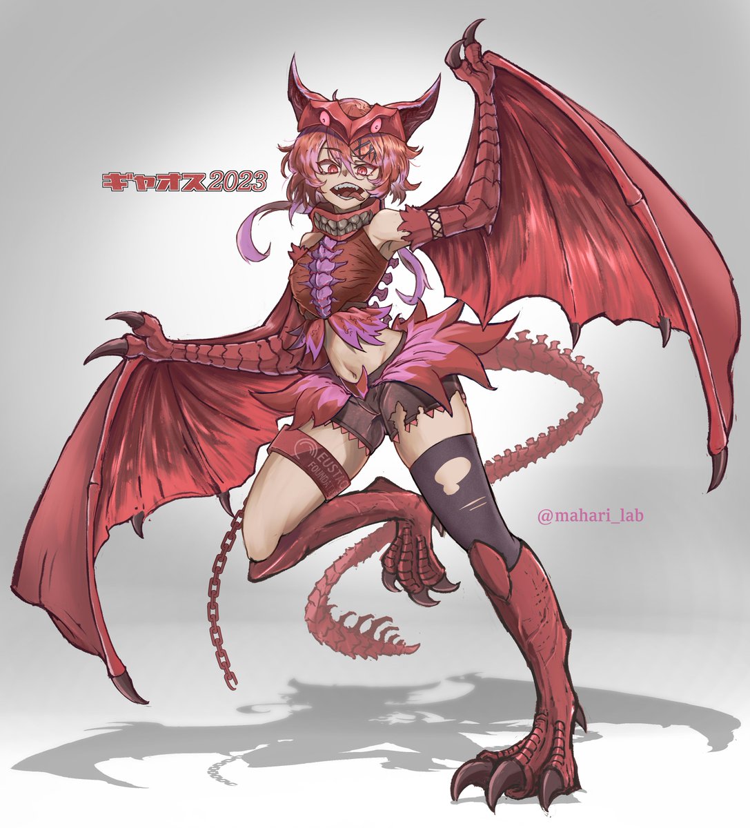 「ギャオスがトレンド入りしてるので、以前描いた擬人化ギャオス(ガメラリバース版)ち」|マハリのイラスト