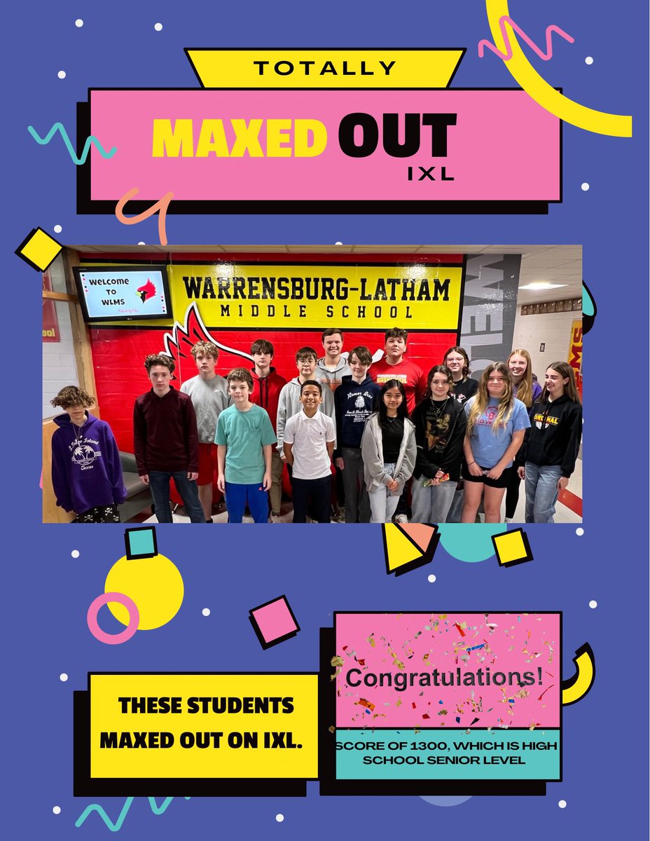 Congratulations to these WLMS students!  They are currently at a 1300 level in iXL which is a high school senior level.  #ONE #wlcardpride 🟥🟨
