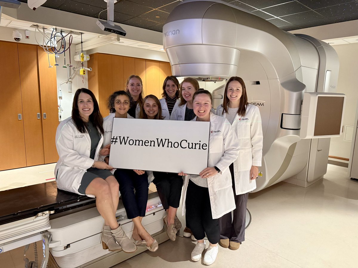 UCRadOnc's tweet photo. Today is November 7th, Marie Curie’s Birthday. Our radiation oncology team celebrates this strong, intelligent female scientist who helped change the world. In a field still dominated by men, we are proud to have 46% female faculty and 71% female residents here at UC. Here’s to the women who paved the way and those in the future that will join us to fight to cure cancer. #womenwhocurie #radonc #uchealth