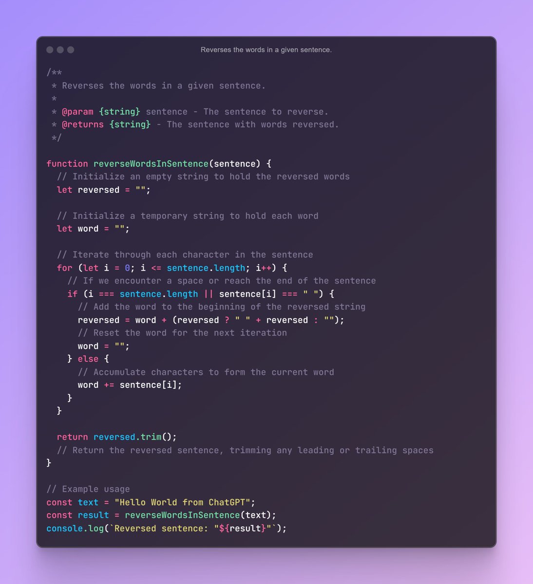 iamtazheeb's tweet image. ⚡Reverses the words in a given sentence.
📝 09/12 : String Interview Question(s):
🎯 Day 17 of 75 Days Coding Interview Question (JS)
#javascriptcode #web #javascript #programming #coding #javascriptdeveloper #interviewquestion #tazheeb #tazheeb_shamsi #coding_question